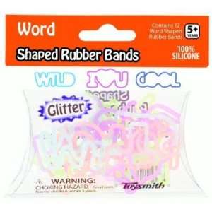  Fun Word Shaped Rubber Bands Glitter Colored [Toy] Toys & Games