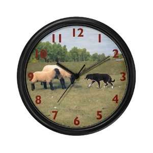  Dog Meets Sheep Pets Wall Clock by  Everything 