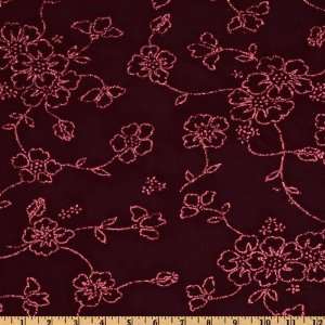  58 Wide Chiffon Knit Floral Glitter Brown Fabric By The 