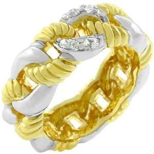 Gold and White Gold Rhodium Bonded Eternity Ring with an Interwoven 