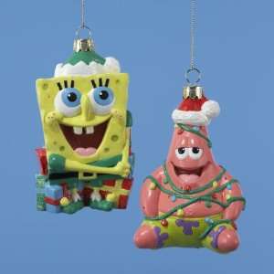  Pack of 6 SpongeBob Squarepants & Patrick Star Glass Christmas 