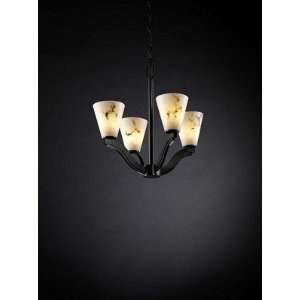 Black 4 Light Chandelier With Cone Shade