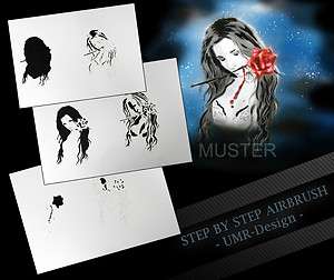 Airbrush Stencil Template 6 Steps AS 101 M Size 5,11 x 3,95  