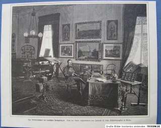 KRONPRINZ FRIEDRICH WILHELM im Arbeitszimmer Stich 1885  