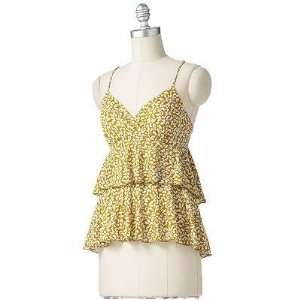  ELLE Floral Ruffle Tank, Olive, Small 