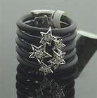 Sparkly Ring Belle Etoile Sterling Silver, Black Rubber and CZs