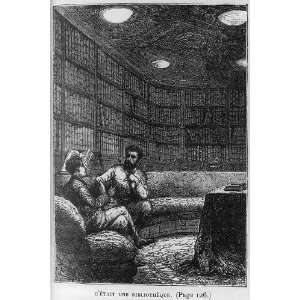  2 men talking on sofa in large library study,20,000 