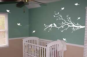 Tree Branch with 10 birds Nursery Wall Decal Deco Art Sticker Mural 