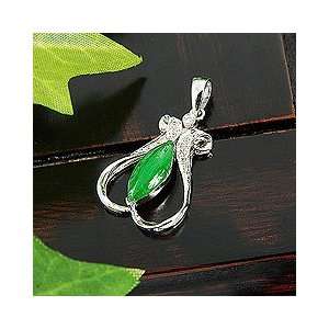 Perfect Gift   High Quality Elegant Jade Pendant with Diamond and 18K 