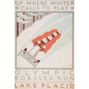  1936 poster play Olympic bobsled run Lake Placid