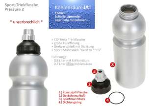 TRINKFLASCHE 0,6 CO2 Kohlensäure Flasche Sportflasche  