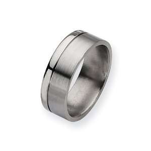  Titanium Grooved 8mm Brushed and Polished Band Size 17.5 
