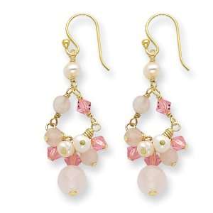 Sterling Silver & Vermeil Rose Quartz/Pink Crystal/Cultured Pearl 