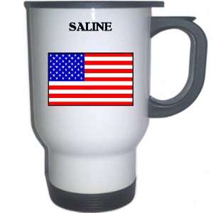  US Flag   Saline, Michigan (MI) White Stainless Steel Mug 