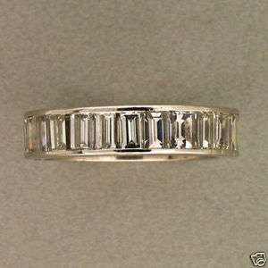1920s SIZE 6 ½ CHANNEL SET EMERALD CUT DIAMOND SOLID PLATINUM RING 5 