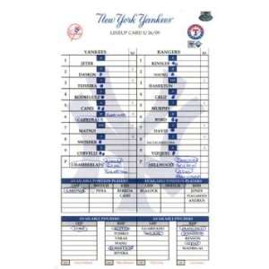 Yankees at Rangers 5 26 2009 Game Used Lineup Card (MLB Auth)   Other 