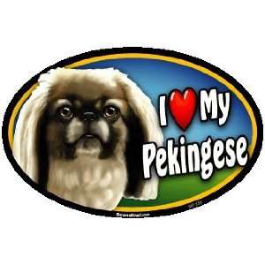Oval Car Magnet   I Love My Pekingese 