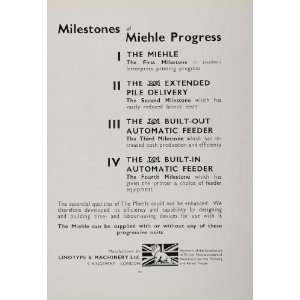   Ad Miehle Letterpress Printing Linotype Machinery   Original Print Ad