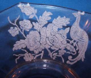 Pink Depression Glass Decagon Plate Peacock & Wild Rose  