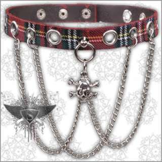 SW Punk Rock Skull Fashion EMO Faux Leather Necklace  