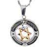 Mens Silver Gold Star of David Stainless Steel Pendant + Necklace 