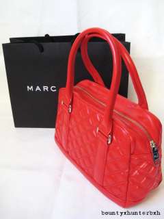 MARC JACOBS Red Quilted Bowler Bag Handbag Speedy Purse  
