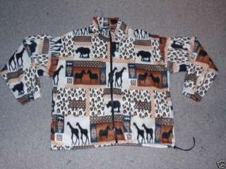 LADIES giraffe rhino horse fleece JACKET xxl size 2x  