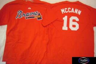 BOYS Braves BRIAN McCANN Baseball Jersey Shirt RED LG  