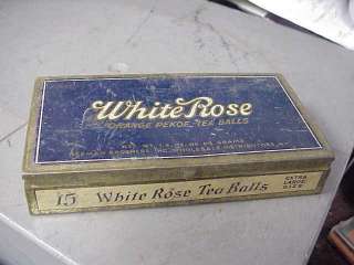 Vintage White Rose Orange Pekoe Tea Balls Tin  