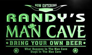 pb078 g Randys Man Cave Beer Bar Room Neon Light Sign Cowboys  