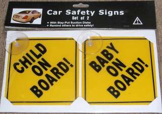 Baby On Board/Child On Board Auto Safety Signs Set of 2  
