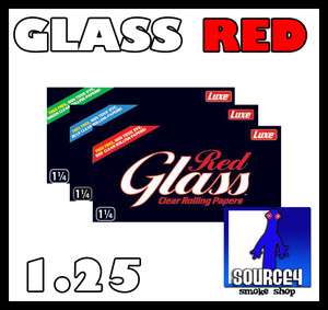 GLASS 1.25 RED COLORED Clear Transparent Rolling Papers  