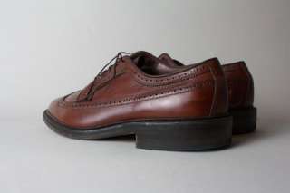 Vtg Allen Edmonds Brown Leather Wingtip Oxford Shoe 9.5  
