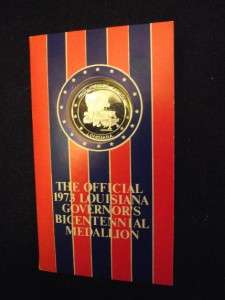1973 Official Louisiana Governors Bicentennial Medallion SILVER as 