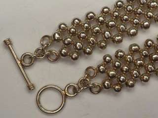 VINTAGE STERLING SILVER HEAVY BALL LINK T BAR CHAIN NECKLACE  