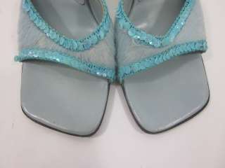 You are bidding on a pair of CASADEI Blue Ponyskin Sequin Slide Pumps 