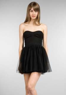 CAMILLA AND MARC Lotus Wool Twill Strapless Dress with Tulle Skirt in 