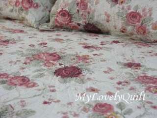 English Country Roses Quilted BEDSPREAD Quilt set QUEEN  
