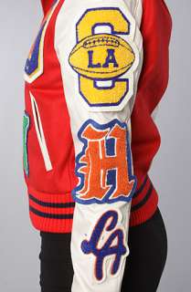 Joyrich The Tagged Letterman Jacket in Red and Cream  Karmaloop 