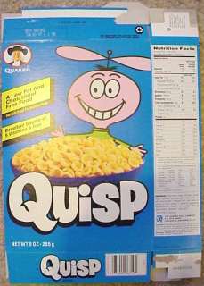 With this purchase you receive a Quisp Cereal Box .
