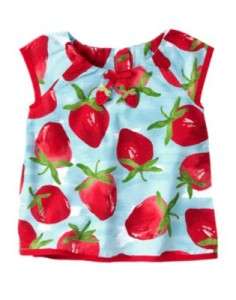 NWT 18 24 2t 3t Gymboree Burst of Spring Strawberry Jean Skirt Shirt 