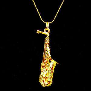 Selmer Alto Sax Replica Jewelry Necklace 24K Gold Plate  