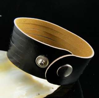 Black Diamante Noble Leather Cool Bangle Bracelet p232  