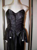 ALFRED ANGELO DYNASTY Dress Formal Black Satin Sz M Retro 1980s prom 