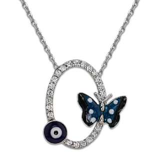 Evil Eye Glass Bead Butterfly Charm Turkish Nazar Greek Necklace 