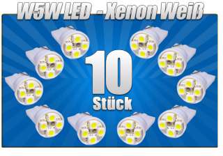 10 Stück Weiß LED Standlicht 4 SMD T10 w5w Xenon weiss  
