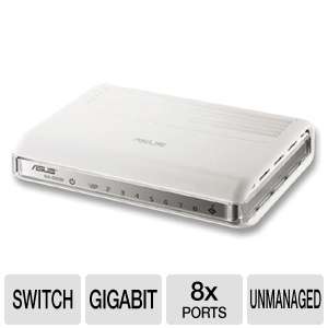 ASUS GX D1081 Power Saving Gigabit Switch   8 Ports, 10/100/1000, Asus 