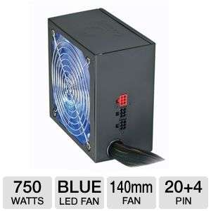 Coolmax CUL 750B CUL Series Power Supply   750W, 140mm Blue LED Fan at 