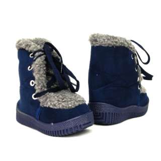 Baby Infant Winter Faux Suede Navy Boots Size 4 12 / Girls & Boys 