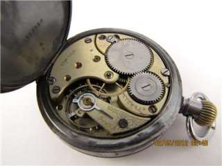 1916 Antique Rare Pocket Watch OMEGA Swiss OF 15J Running Gun Metal R 